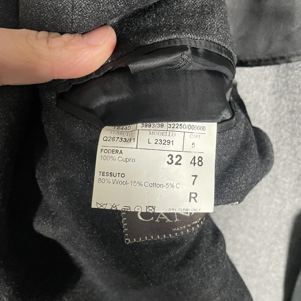 Canali Blazer 48 (US 38) Gray Wool Cashmere Blend Sport Coat Patch Pockets Italy